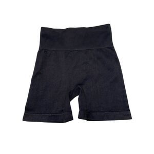Coqq Black Ribbed Compression Shorts Stretch High Waist Size Small Workout Gym